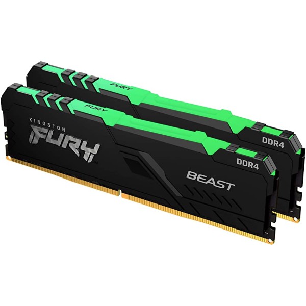 Memória RAM Kingston 16GB Fury Beast RGB 2x8GB DDR4 3200MHz CL16 - KF432C16BBAK2/16