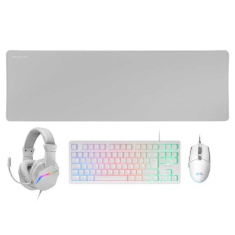 Combo MARS GAMING MCP-RGB3 4IN1 TKL RGB KEYBOARD, 3200DPI MOUSE, FRGB HEADSET, XXL MOUSDEPAD, BRANCO