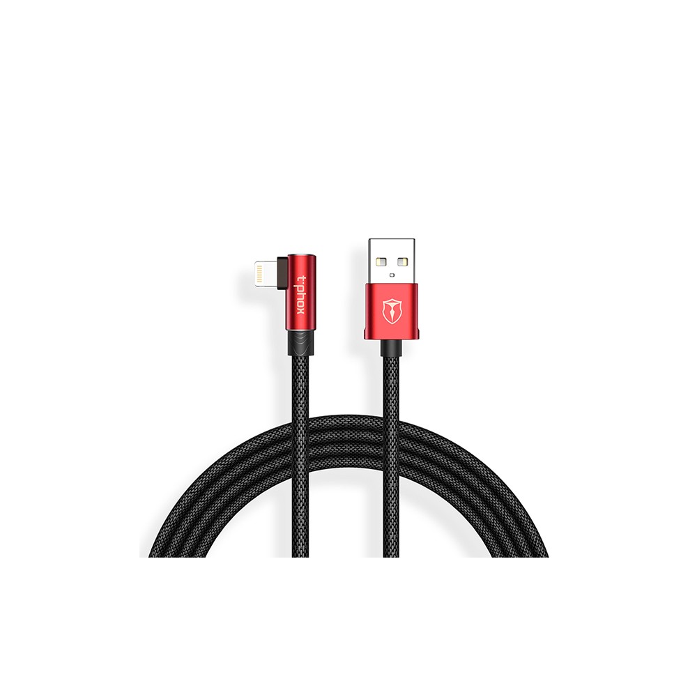 T-Phox Champion Cabo USB Lightning 2.4A Preto/Vermelho