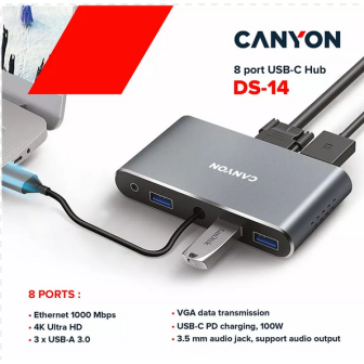 Base & Duplicador de Portas Canyon DS-14 | Cinzento