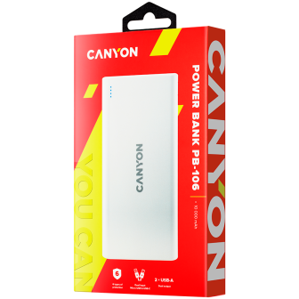 Power Bank Dual USB Charger Canyon PB-2001 20000mAh, White -  CNE-CPB2001W